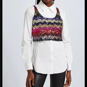 8 by YOOX Handmade Sequin Embellished Crop Top‎ Size Large